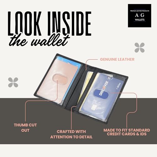 ag wallets 2 ID Leather Bifold License Holder (Black) - Image 2