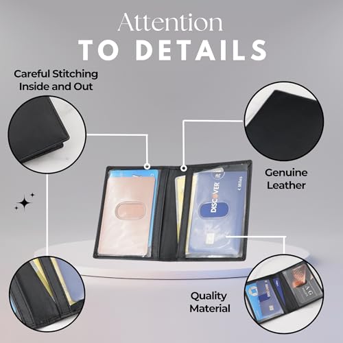 ag wallets 2 ID Leather Bifold License Holder (Black) - Image 4