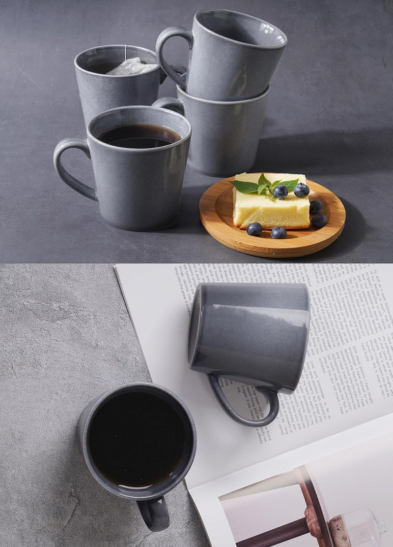 famiware Coffee Mug Set of 4 Annecy 14 oz Ceramic Reusable Cups Set with Handle Microwavable and Dishwasherable Stoneware Drinkware Set for Tea Milk Water Misty Blue - Image 4