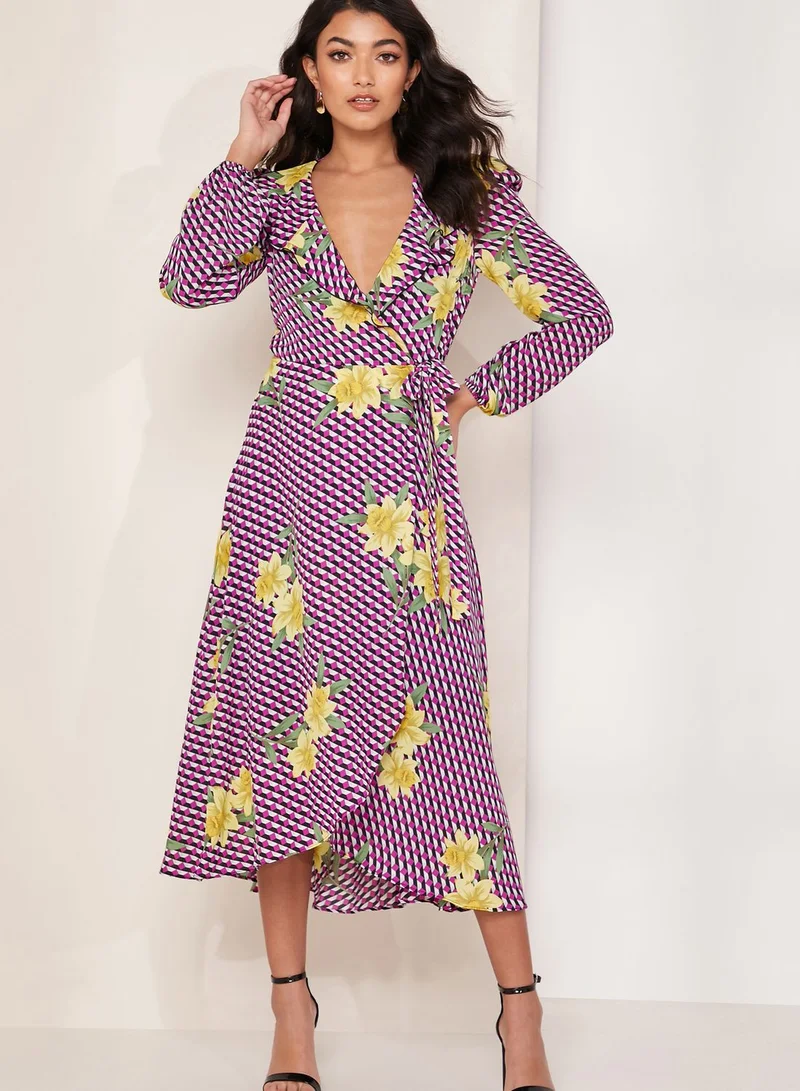 Karen Millen Geo Daffodil Print Maxi Dress