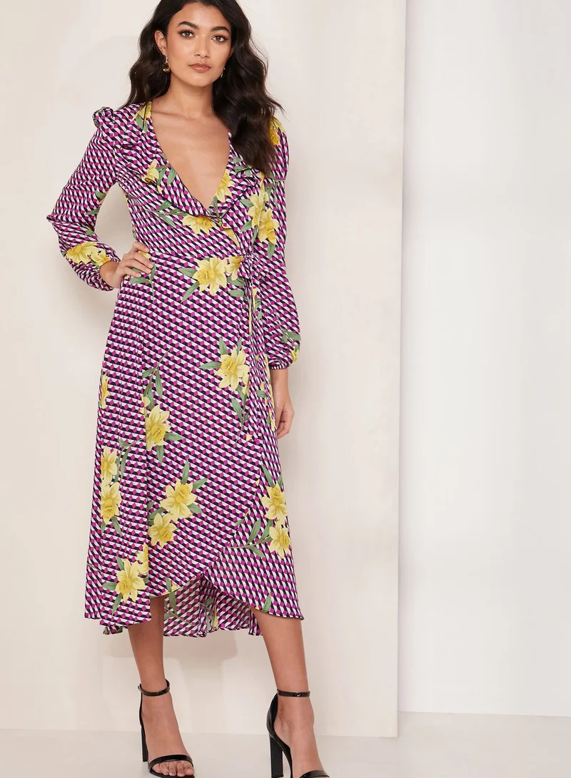 Karen Millen Geo Daffodil Print Maxi Dress