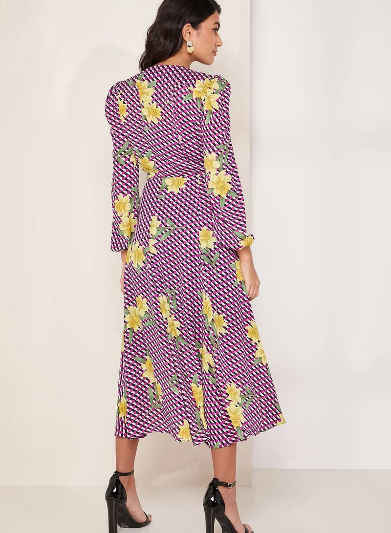 Karen Millen Geo Daffodil Print Maxi Dress