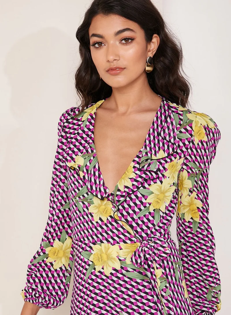 Karen Millen Geo Daffodil Print Maxi Dress