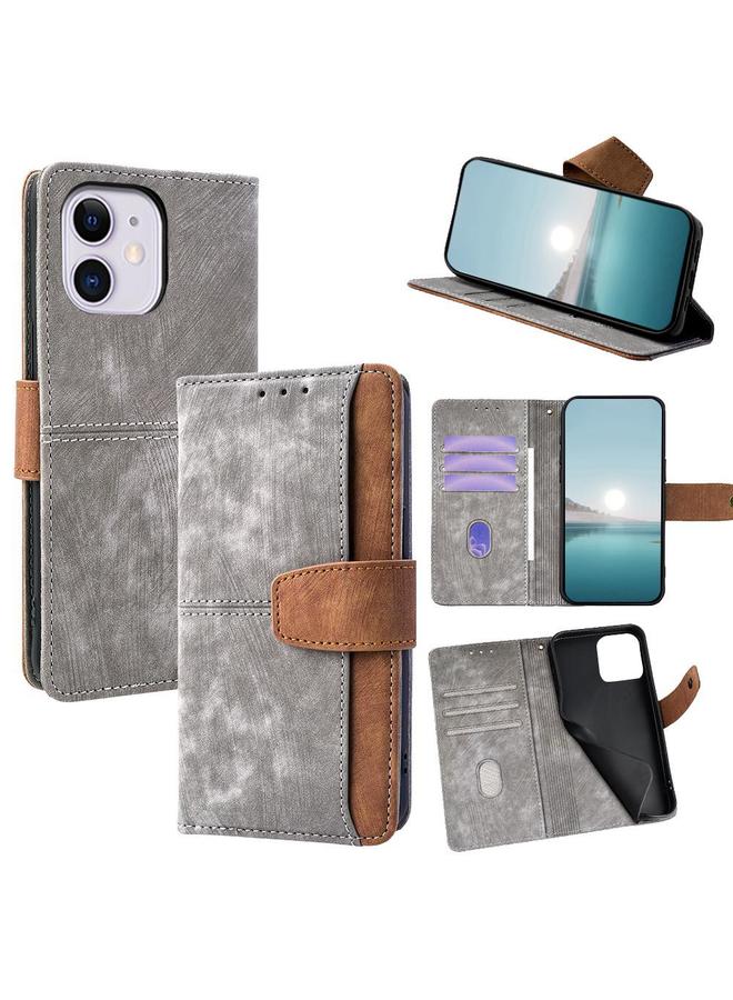 Zaboon Case For iPhone 11 Color Stitching Skin Feel Leather RFID Blocking Phone Case - Image 1