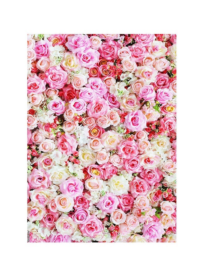 NIBEMINENT Floral Printed Photography Background Pink/Beige - Image 1