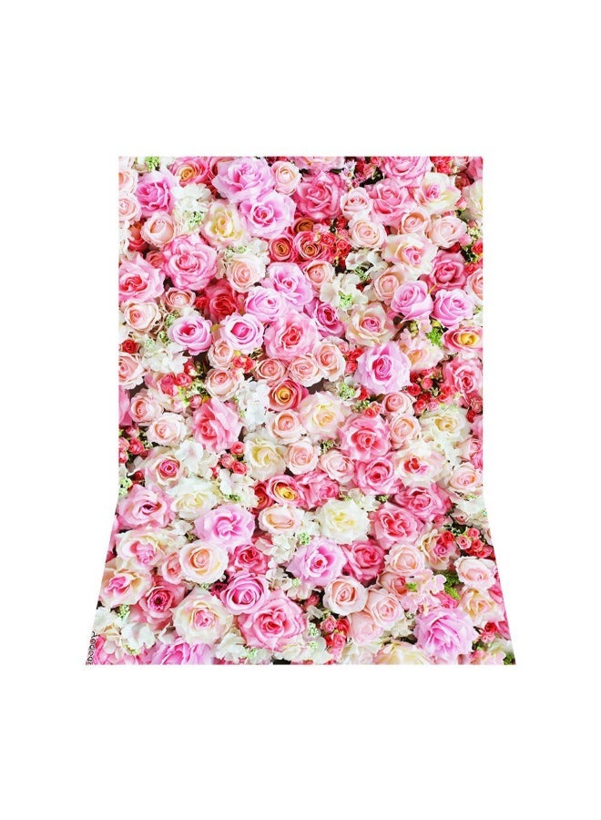 NIBEMINENT Floral Printed Photography Background Pink/Beige - Image 3