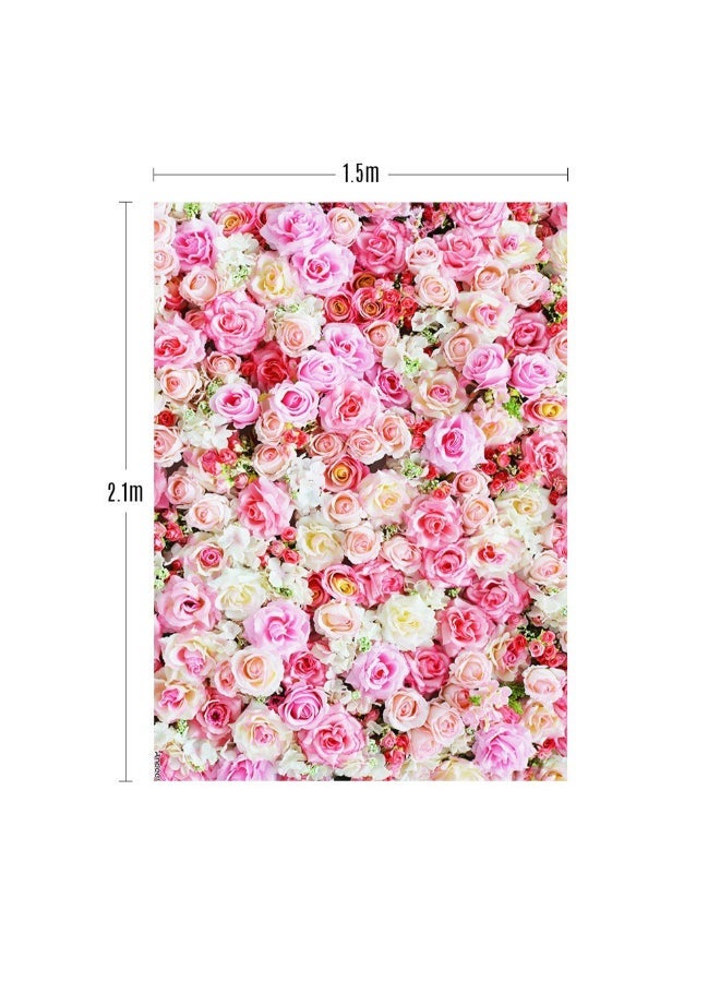 NIBEMINENT Floral Printed Photography Background Pink/Beige - Image 2