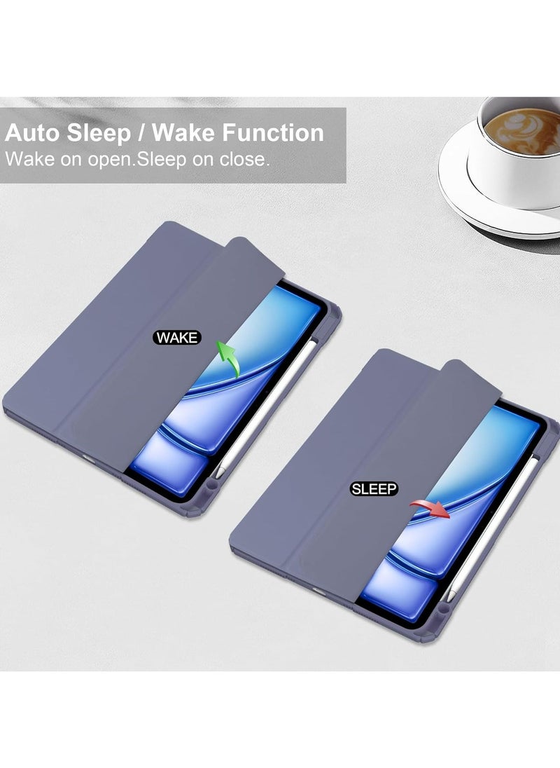 general iPad Air 13 Inch (M2) 2024 Case, Smart Slim Folio Stand Auto Sleep/Wake Cover, with Pencil Slot, Clear Transparent Back Shell for iPad Air 13 Inch - Image 2