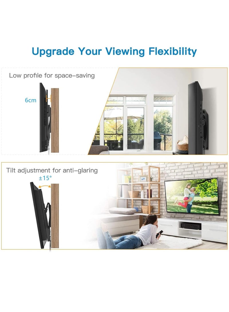ELTERAZONE 26" - 75" Fixed TV Wall Mount Bracket, Universal Tilt TV Heavy Duty Wall Mount Adjustable TV Stand for LED LCD OLED Plasma TV with Super Strong 50kg Weight Capacity VESA up to 700 x 400 - Image 5