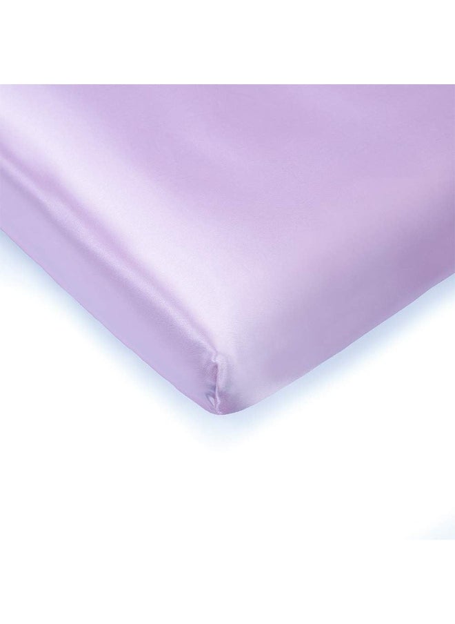 Pro Goleem Pro Goleem Satin Pack n Play Playard Sheet Great for Baby Hair Soft Silk Feeling 27x39 Inch Fitted Portable Mini Crib Sheet Playard Mattress Cover for Girls Lavender  - Image 1