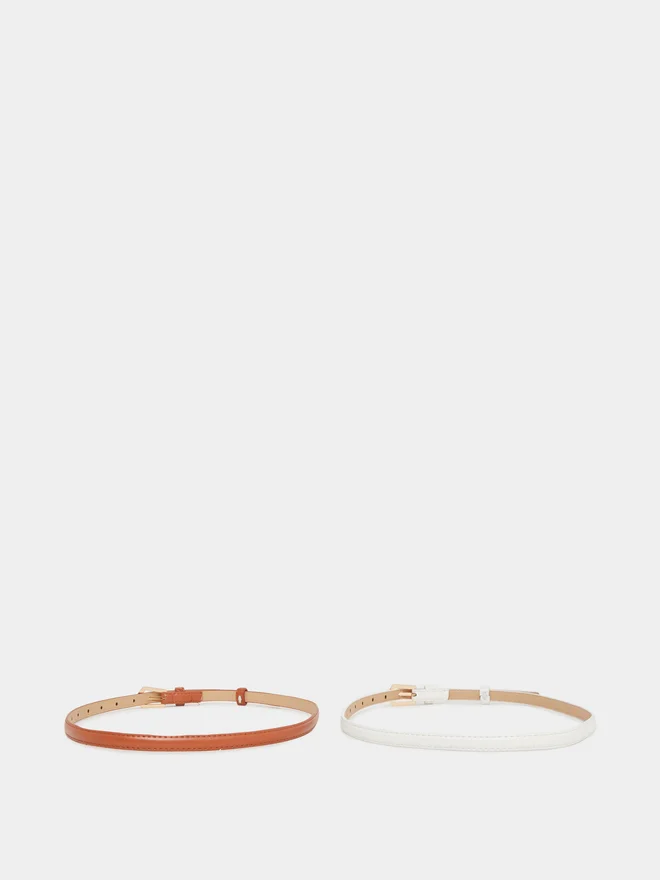Styli Styli Set of 2 - Solid Narrow Belt with Tang Closure