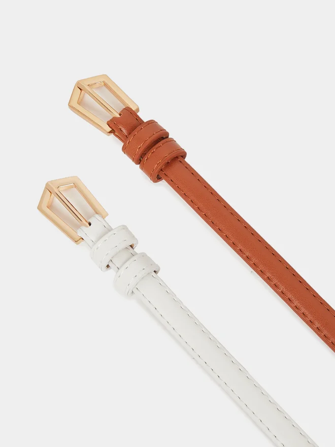 Styli Styli Set of 2 - Solid Narrow Belt with Tang Closure