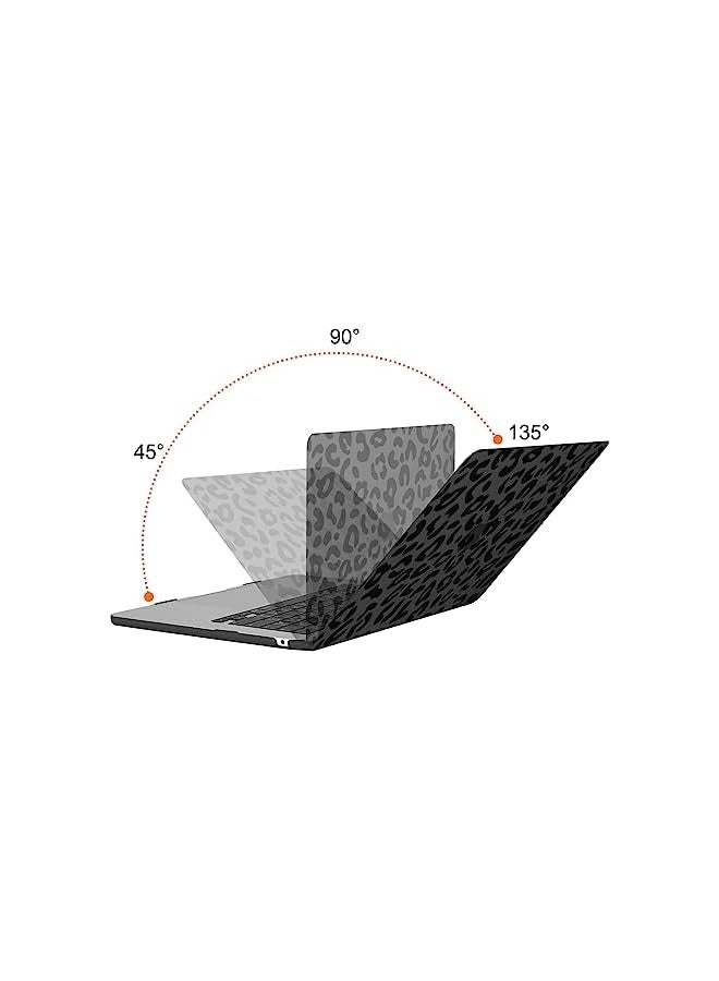 Mosiso Compatible with MacBook Air 15 inch Case 2024 2023 2022 M3 A3114 A2941 M2 Chip with Touch ID, Plastic Leopard Grain Hard Shell Case & Keyboard Cover & Screen Protector, Black - Image 2