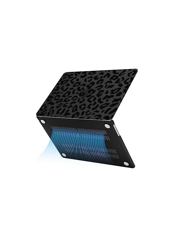 Mosiso Compatible with MacBook Air 15 inch Case 2024 2023 2022 M3 A3114 A2941 M2 Chip with Touch ID, Plastic Leopard Grain Hard Shell Case & Keyboard Cover & Screen Protector, Black - Image 3