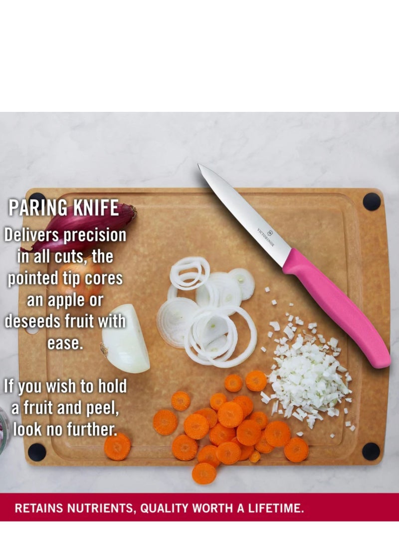 VICTORINOX KITCHEN Victorinox Swiss Classic Paring 4" straight Spear Point Blade 5/8" Width at Handle Pink  - Image 5