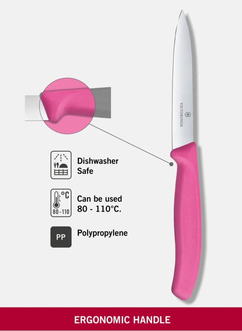 VICTORINOX KITCHEN Victorinox Swiss Classic Paring 4" straight Spear Point Blade 5/8" Width at Handle Pink  - Image 4