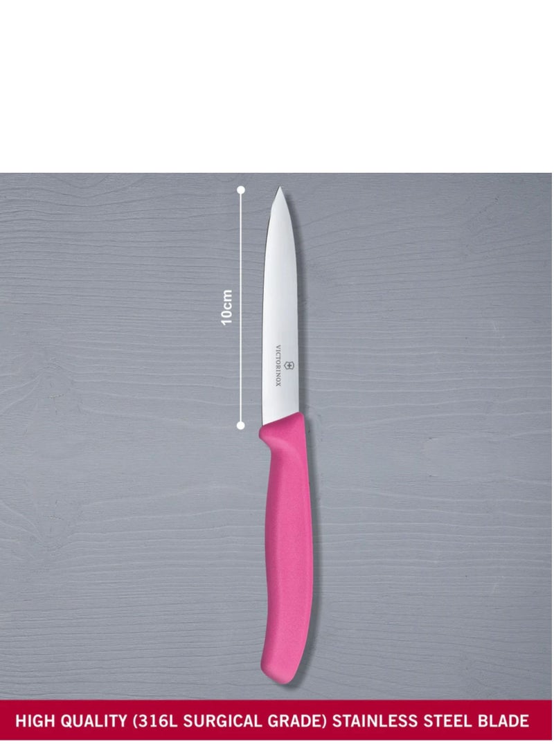 VICTORINOX KITCHEN Victorinox Swiss Classic Paring 4" straight Spear Point Blade 5/8" Width at Handle Pink  - Image 3