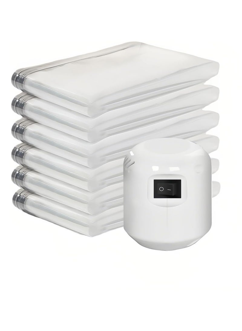 Vacuum Seal Storage Bags with Electric Pump,6 Pack Space Saver Bags,Reusable Vacuum Compression Bags,Vacuum Bags for Clothes,Vacuum Sealer Bags for Comforters, Pillows, Blankets, Bedding