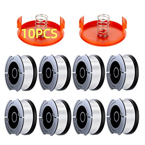 EVENTRONIC 10 Pack Weed Eater String Compatible with Black+Decker, AF-100 0.065" Weed Wacker String Refill 240ft Automatic Feed String Trimmer Replacement Spool Line for Black&Decker(8 Spool+2 Cap+2 Spring) - Image 1