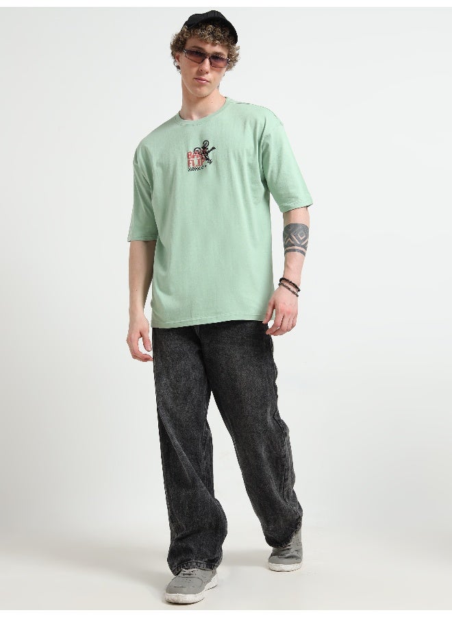 QUCO Green Oversized Printed T-Shirt for Men - Image 2