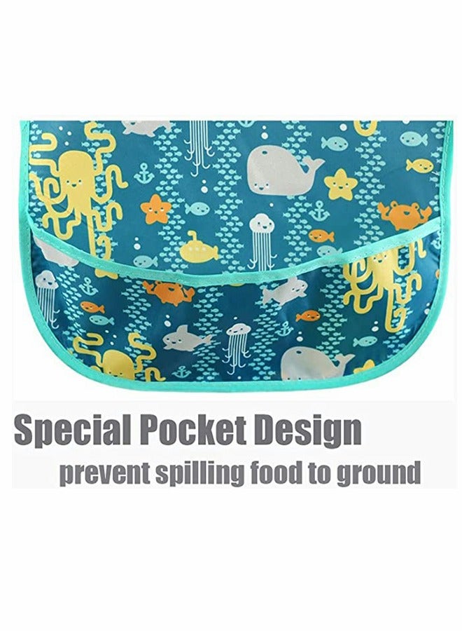 SOLARAE 4 Pack Baby Bibs Unisex Waterproof Bib, Washable Feeding Bibs, Weaning Bibs, Absorbent Drooling Bibs, for Boys Girls Toddle Infant 6-24 Months, Stain and Odor Resistant - Image 3