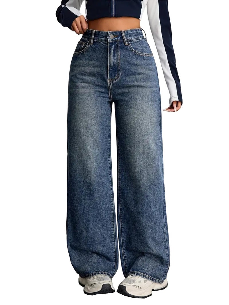Nifty Women's Denim Stretchable High Waist Baggy Jeans for Women (1479D_BTA_26_Denim_Blue_26) - Image 1