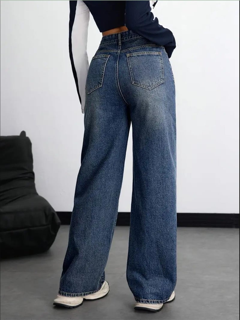 Nifty Women's Denim Stretchable High Waist Baggy Jeans for Women (1479D_BTA_26_Denim_Blue_26) - Image 3