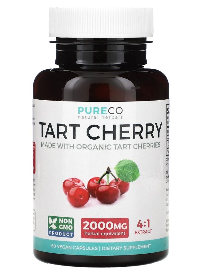 PURE CO Tart Cherry 500 mg 60 Vegan Capsules - Image 1