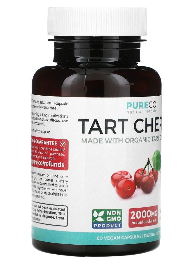 PURE CO Tart Cherry 500 mg 60 Vegan Capsules - Image 2
