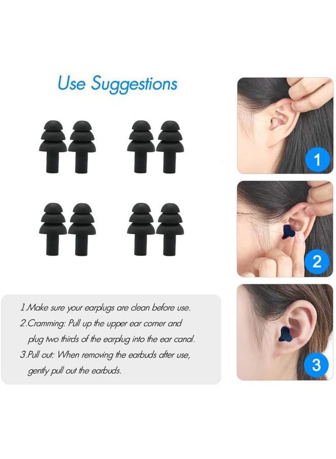 YilulvDeng 4Pairs Ear Plugs for Sleeping,Soft Silicone Earplugs Noise Cancelling,Black Earplug for Swimming Snoring Concerts Shooting Airplanes. - Image 3