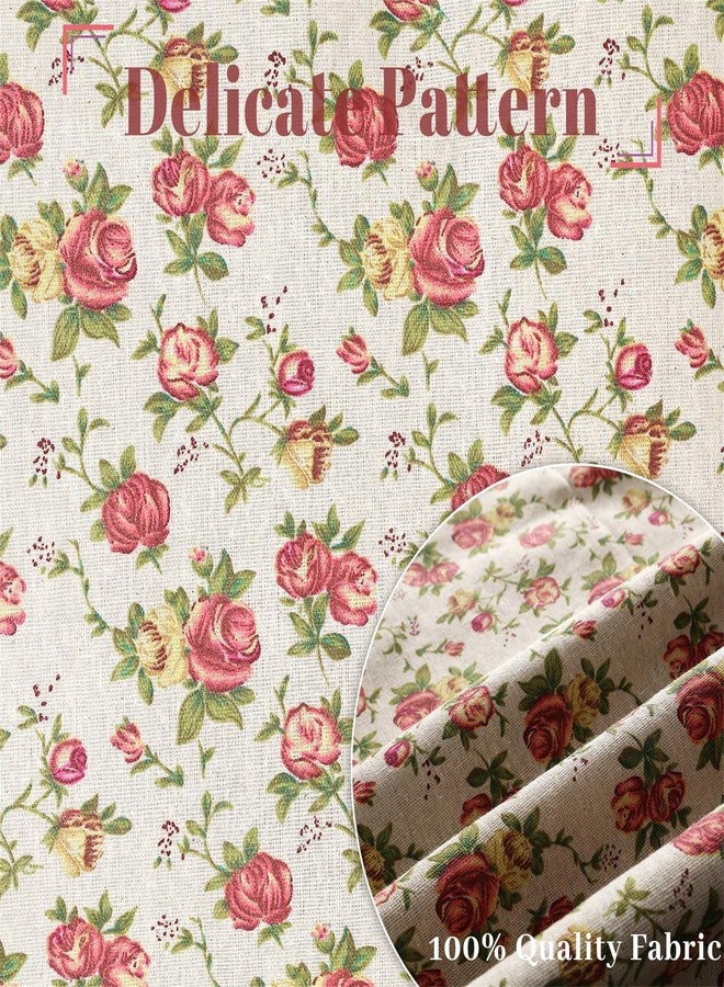 Moslovstar Linen French Door Curtains Set of 2, Elegant Country Style Red Rose Front Door Curtain Dual Rod Pocket Tiebacks Included, 54" W x 72" L - Image 4
