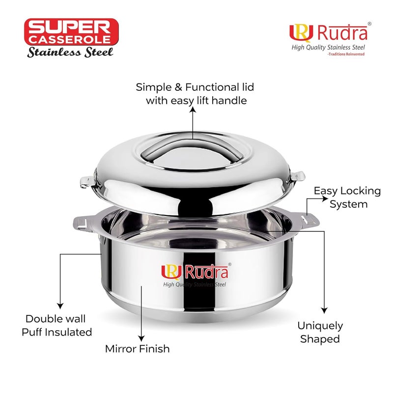 RUDRA Super Double Walled Stainless Steel Casserole PU Insulated Hot Cold Hygiene OdourlessEasy to Carry 10 Litres - Image 4