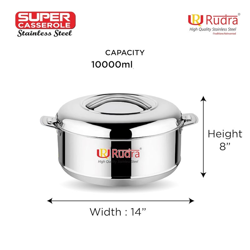 RUDRA Super Double Walled Stainless Steel Casserole PU Insulated Hot Cold Hygiene OdourlessEasy to Carry 10 Litres - Image 2