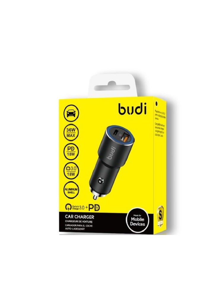 budi Car Fast Charger with Type C Charging Port 36W PD 18W Quick Charge 3.0 Compatible with iPhone/Samsung/MI/Oppo/Vivo/Tablets, Black  - Image 3