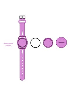 Suitable For Apple AirTag Anti-lost Protective Cover Strap PC + TPU Children Locator Transparent-Color:Transparent Purple-Applicable Model:Q54T