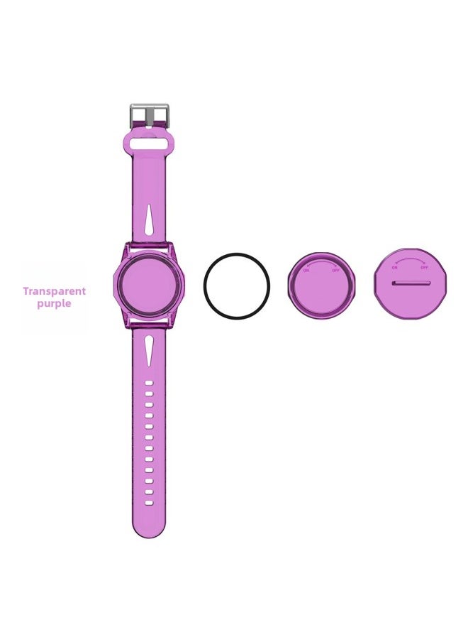 Generic - Suitable For Apple AirTag Anti-lost Protective Cover Strap PC + TPU Children Locator Transparent-Color:Transparent Purple-Applicable Model:Q54T - Image 1