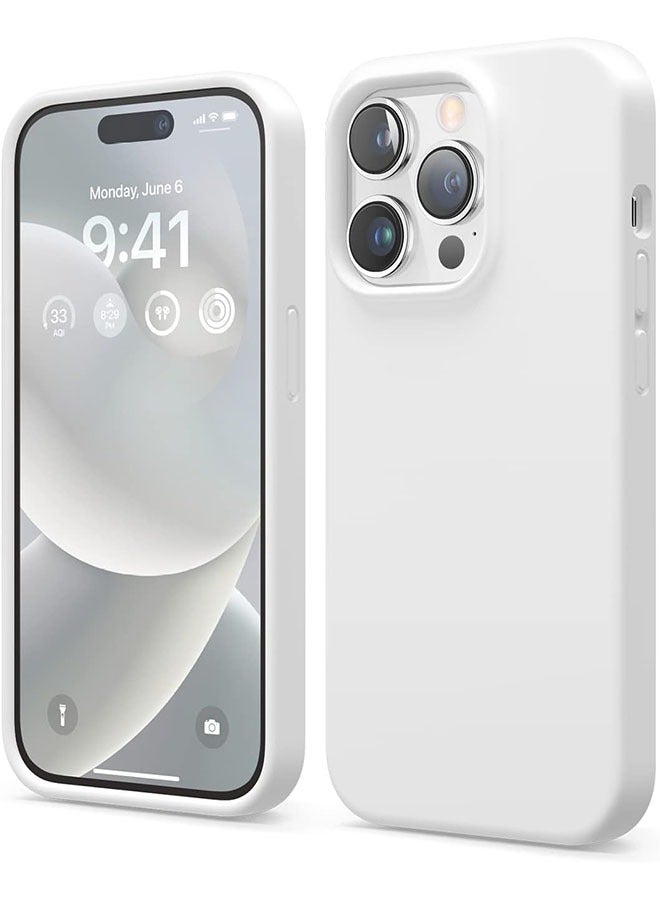 1 pcs iPhone 14 pro max Case, Liquid Silicone Case, Full Body Protective Cover, Shockproof, Slim Phone Case, Anti-Scratch Soft Microfiber Lining, 6.7 inch (White) - Image 1