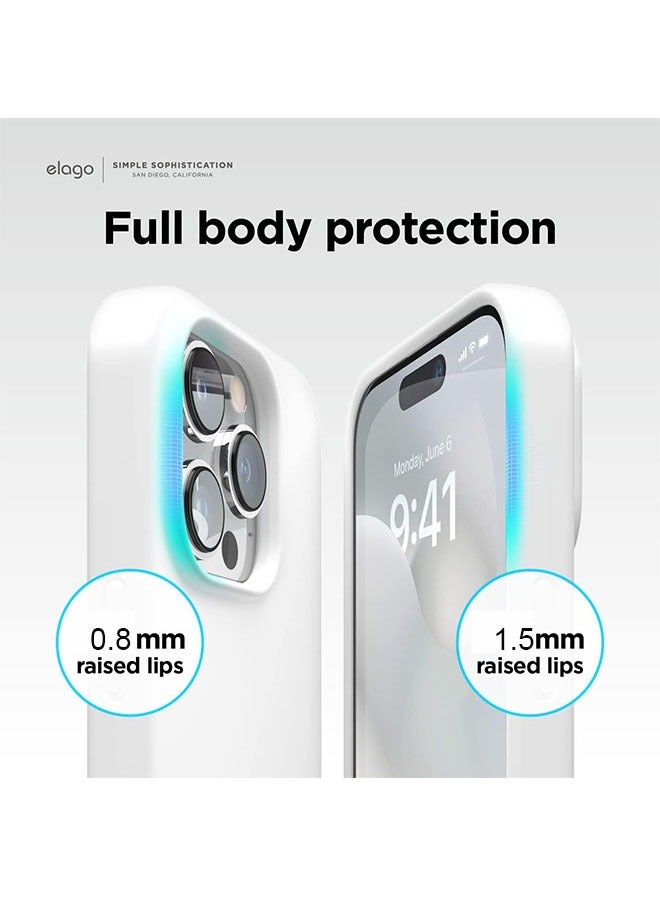 1 pcs iPhone 14 pro max Case, Liquid Silicone Case, Full Body Protective Cover, Shockproof, Slim Phone Case, Anti-Scratch Soft Microfiber Lining, 6.7 inch (White) - Image 4