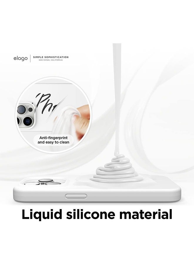 1 pcs iPhone 14 pro max Case, Liquid Silicone Case, Full Body Protective Cover, Shockproof, Slim Phone Case, Anti-Scratch Soft Microfiber Lining, 6.7 inch (White) - Image 3