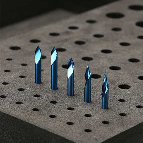Genmitsu 5PCS V-Groove CNC Router Bits, Degree 20/30/45/60, 1/8'' Shank Nano Blue Coating End Mills, for Wood Carving Milling, VG05B - Image 4