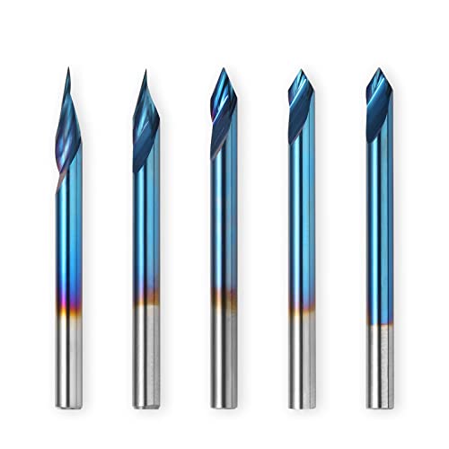 Genmitsu 5PCS V-Groove CNC Router Bits, Degree 20/30/45/60, 1/8'' Shank Nano Blue Coating End Mills, for Wood Carving Milling, VG05B - Image 1