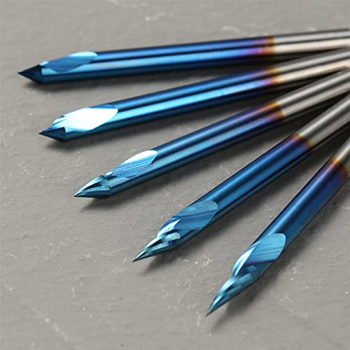 Genmitsu 5PCS V-Groove CNC Router Bits, Degree 20/30/45/60, 1/8'' Shank Nano Blue Coating End Mills, for Wood Carving Milling, VG05B - Image 3