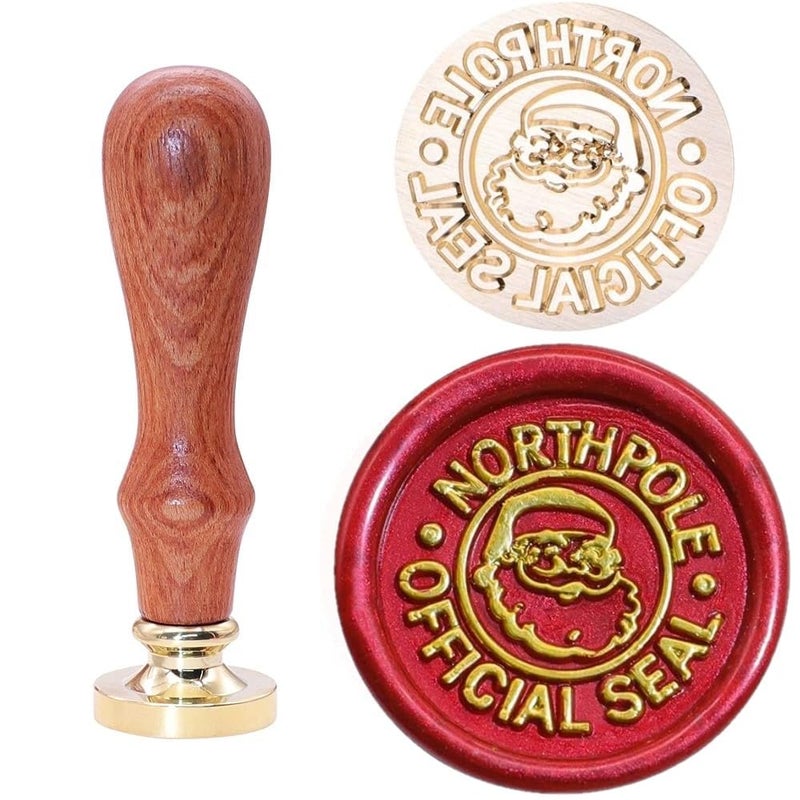 SWANGSA Santa Claus Northpole Official Wax Seal Vintage Wood Stamp With Removable Brass Head Great for Decorating Christmas Party Invitations and Gift Packing