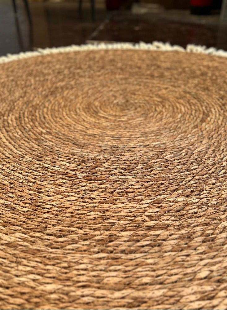 𝐅𝐅𝐃 Reversible Jute Rug - 80x80cm, 100x100cm, 120x120cm - Boho Farmhouse Rug with White Border - Vintage Style Non-Slip Natural Fiber Rug for Living Room, Bedroom, Kitchen - Eco-Friendly Home Decor" - Image 3