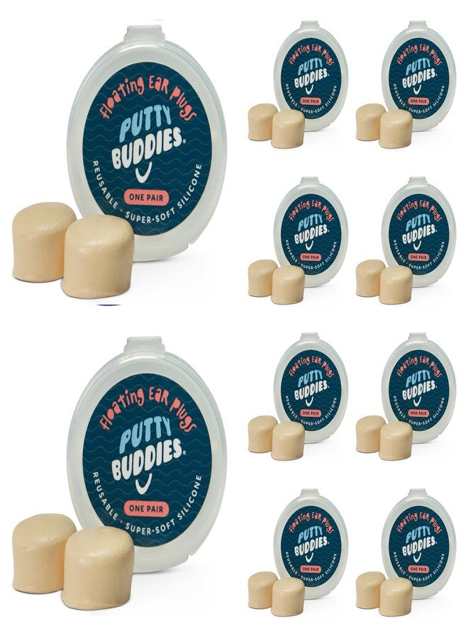 Putty Buddies Earvolution Floating Putty Buddies Ear Plugs for Swimming - Invented by an Ear Physician - Moldable, Premium, Silicone - Floats on Water - Waterproof - Made in The USA - 10 Pack - Tan - Image 1