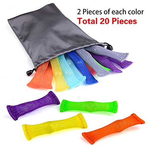 AUSTOR 20 Pieces Fidget Toys Relieve Stress Increase Focus Sensory Marble and Mesh Fidgets with ADHD ADD OCD Autism, 10 Colors - Image 5
