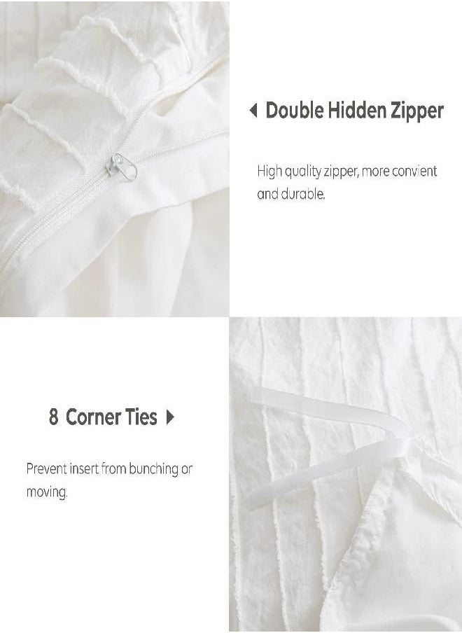 JELLYMONI - JELLYMONI White Duvet Cover King Size - 3PCS Microfiber Tufted Duvet Cover Set, Boho Striped Tufted Textured Duvet Cover with Corner Ties & Zipper Closure - Image 1