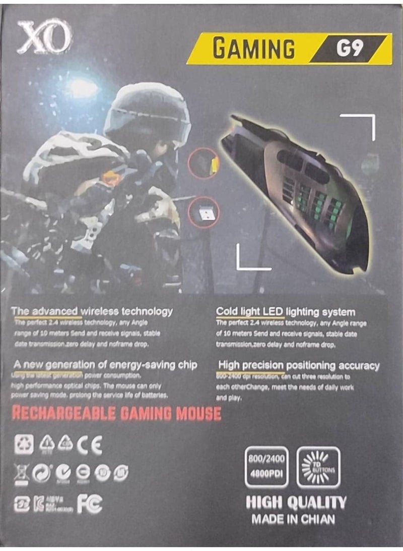 إكس أو ماوس XO G9 لاسلكي قابل لإعادة الشحن – أداء سلس وتصميم عصري - Image 3
