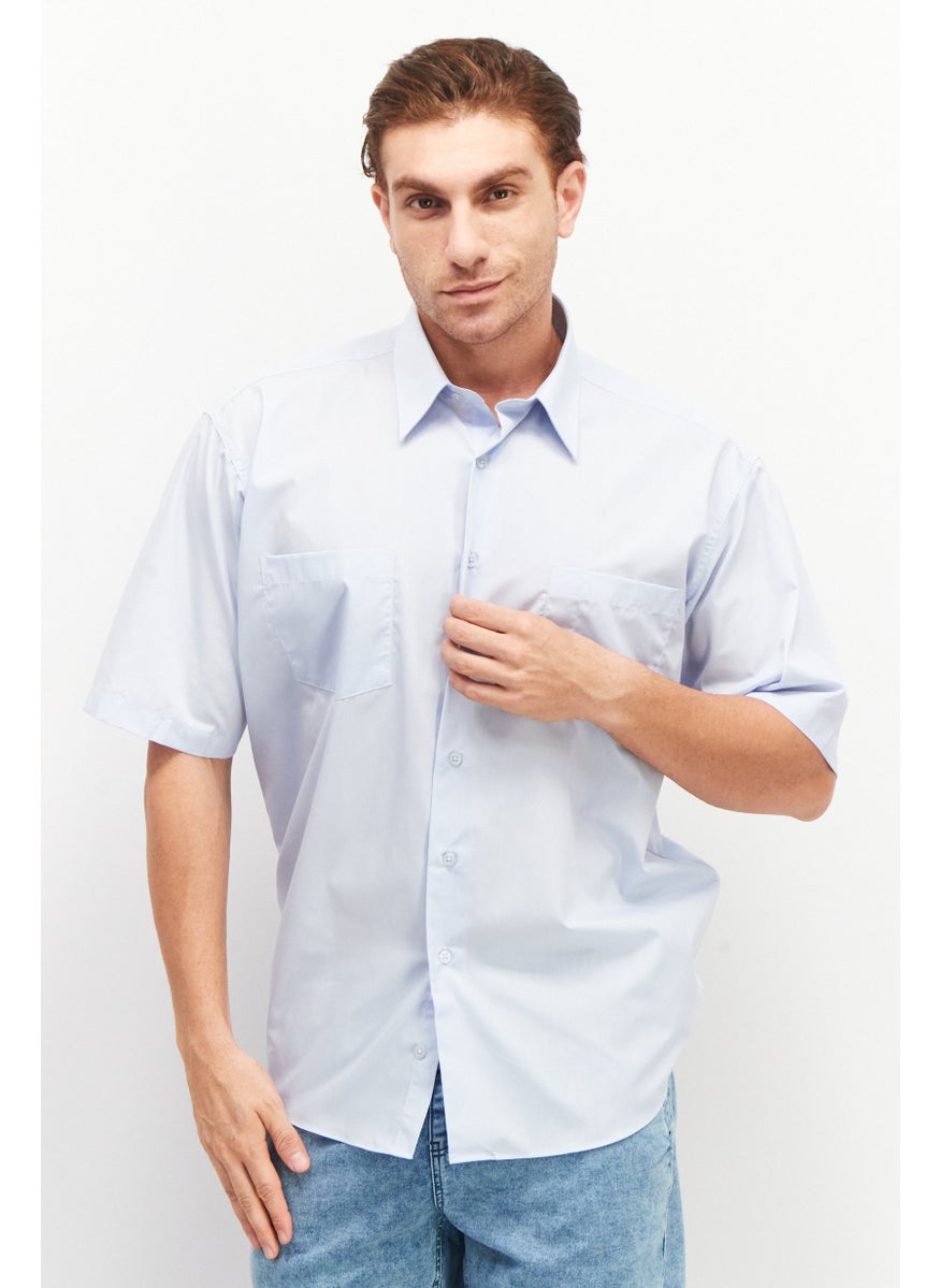 Men Regular Fit Short Sleeve Plain Casual Shirt, Blue - pzsku/Z10222B1533CEC59BBDD5Z/45/_/1737642438/fe4eb1e0-e8d0-41bf-b1e5-1fae42927630