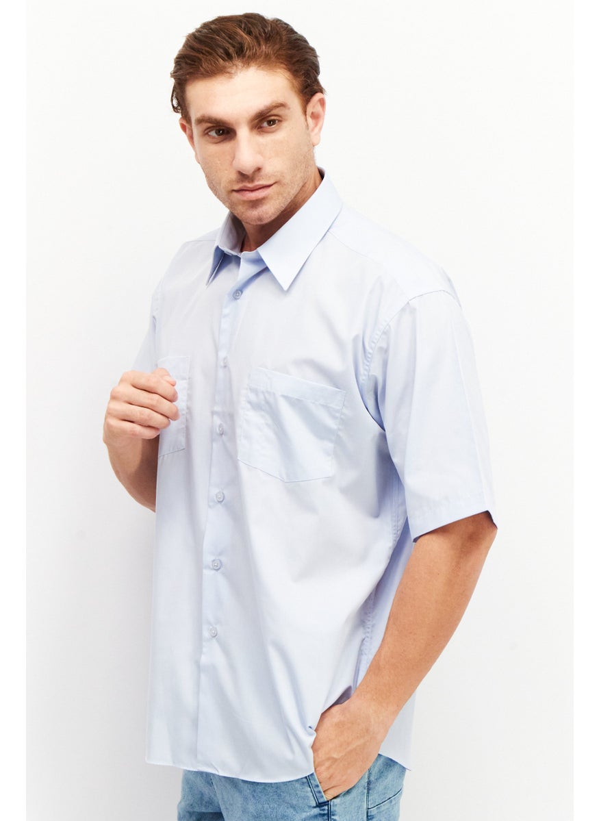 Men Regular Fit Short Sleeve Plain Casual Shirt, Blue - pzsku/Z10222B1533CEC59BBDD5Z/45/_/1737642440/d95488f9-029d-4644-8b44-230ff9342a88